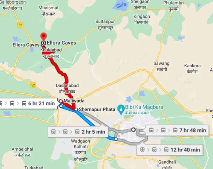 Aurangabad city to Ellora City by train